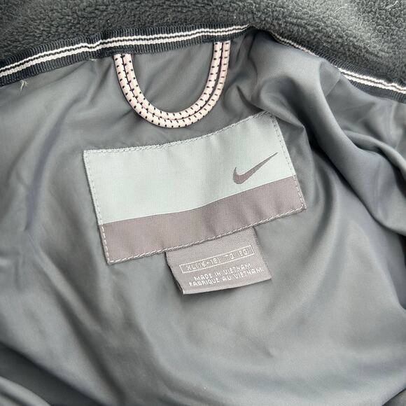 VTG y2k Women's Light Pink Nike Mini Swoosh Duck Down Feathers Puffer Jacket XL - Picture 2 of 12